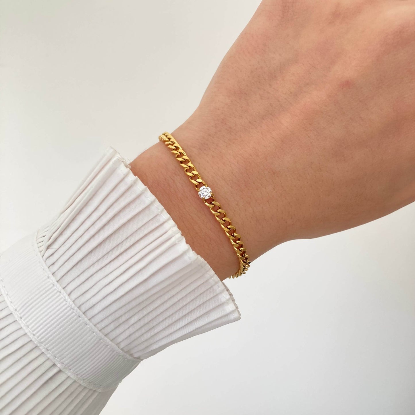 Small Round Zircon Chain Bracelet