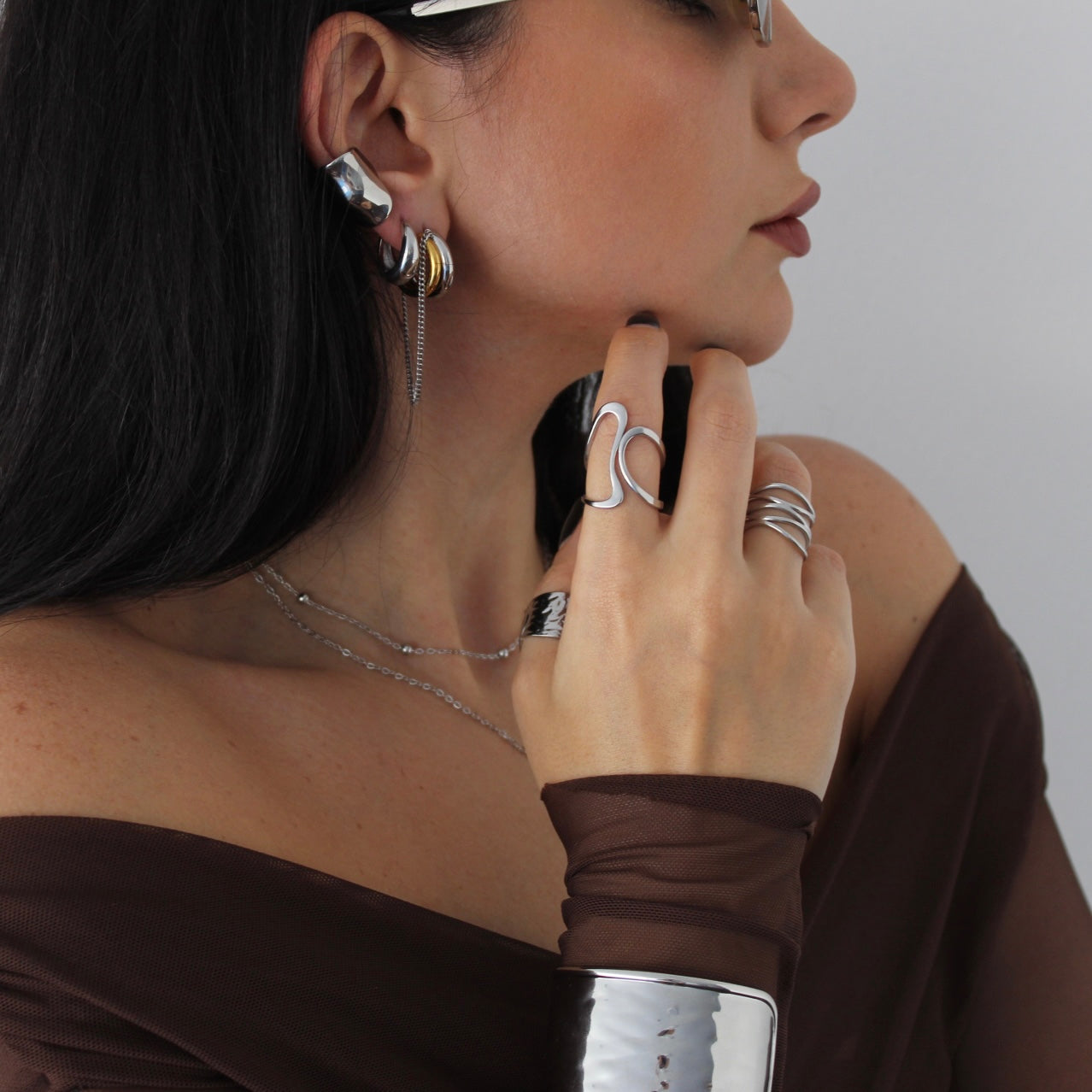 Sleek Silver Cuff Bangle