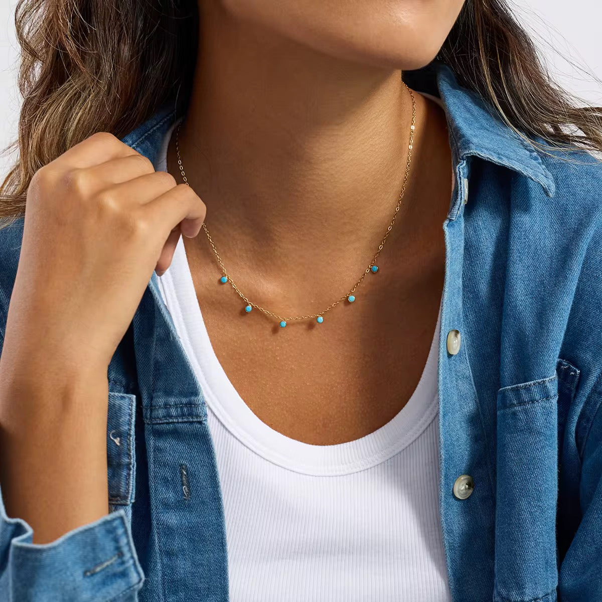 6 Blue Stone Necklace