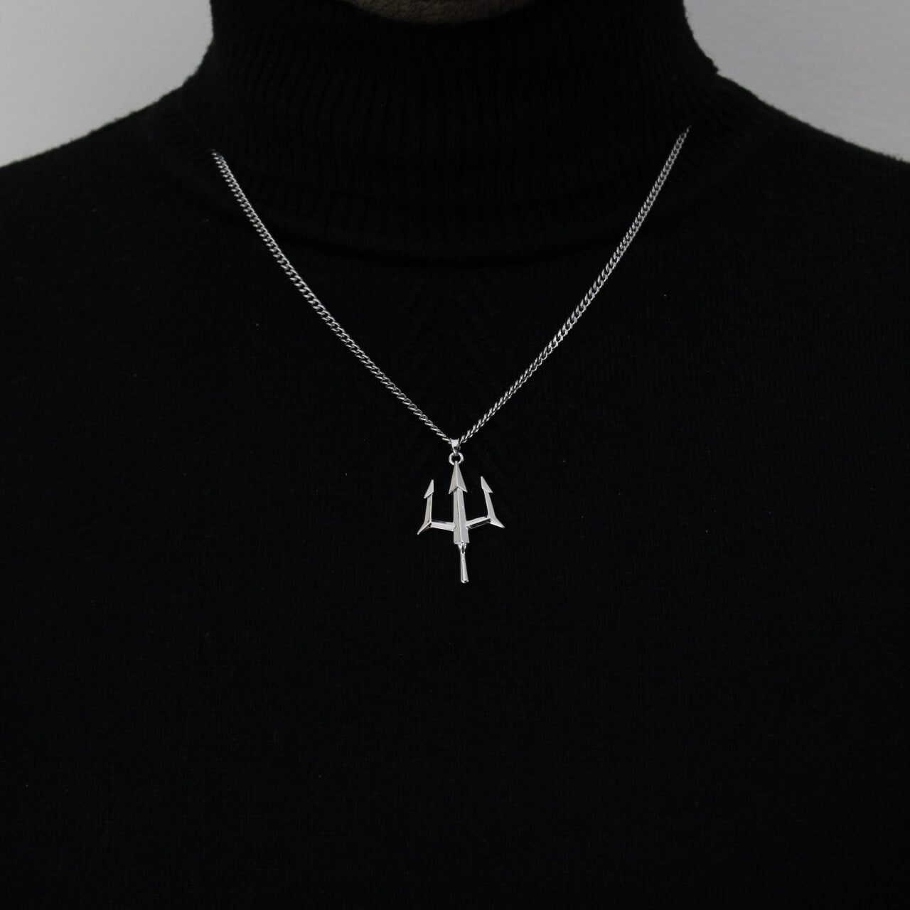 Trident Pointy Silver Necklace - Men