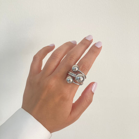 Statement Bead Silver Ring