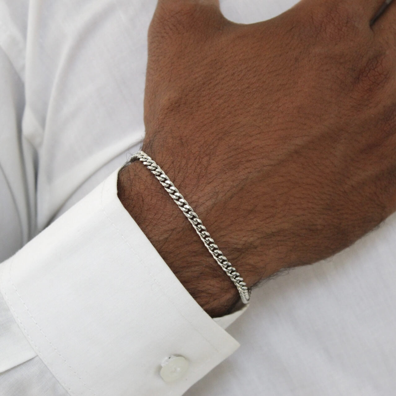4mm Silver Pressed bracelet - Men