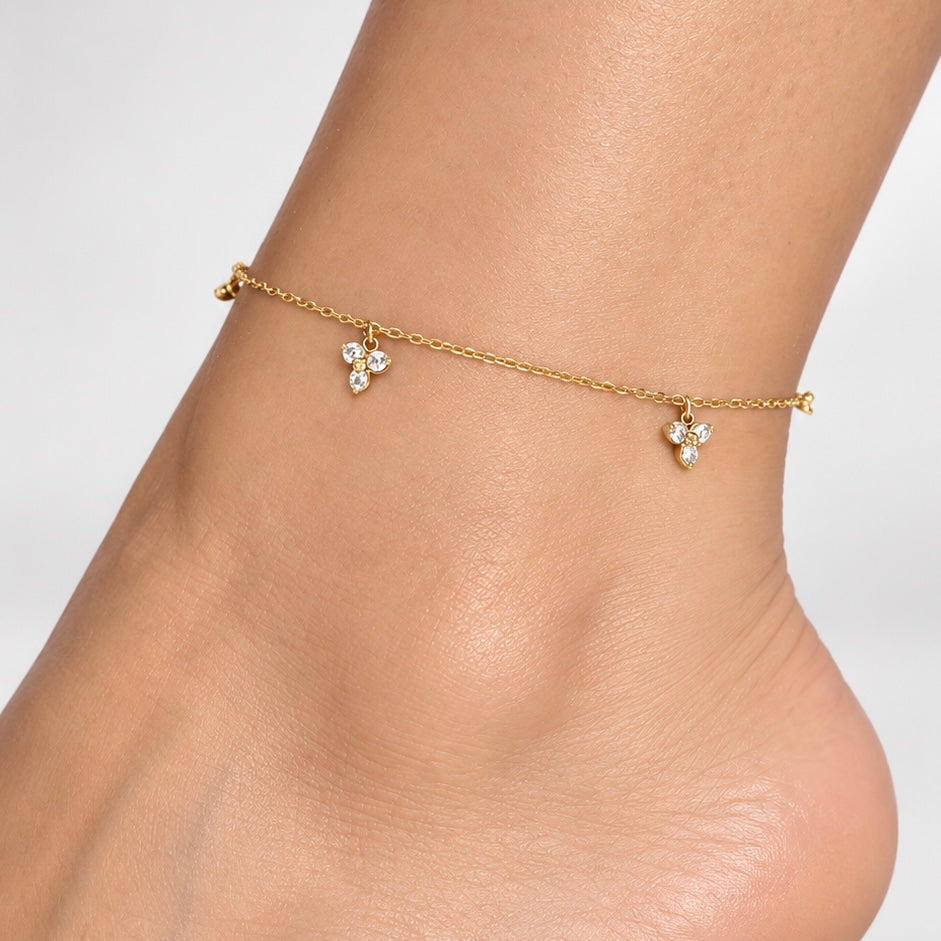 Crystal Clover Anklet