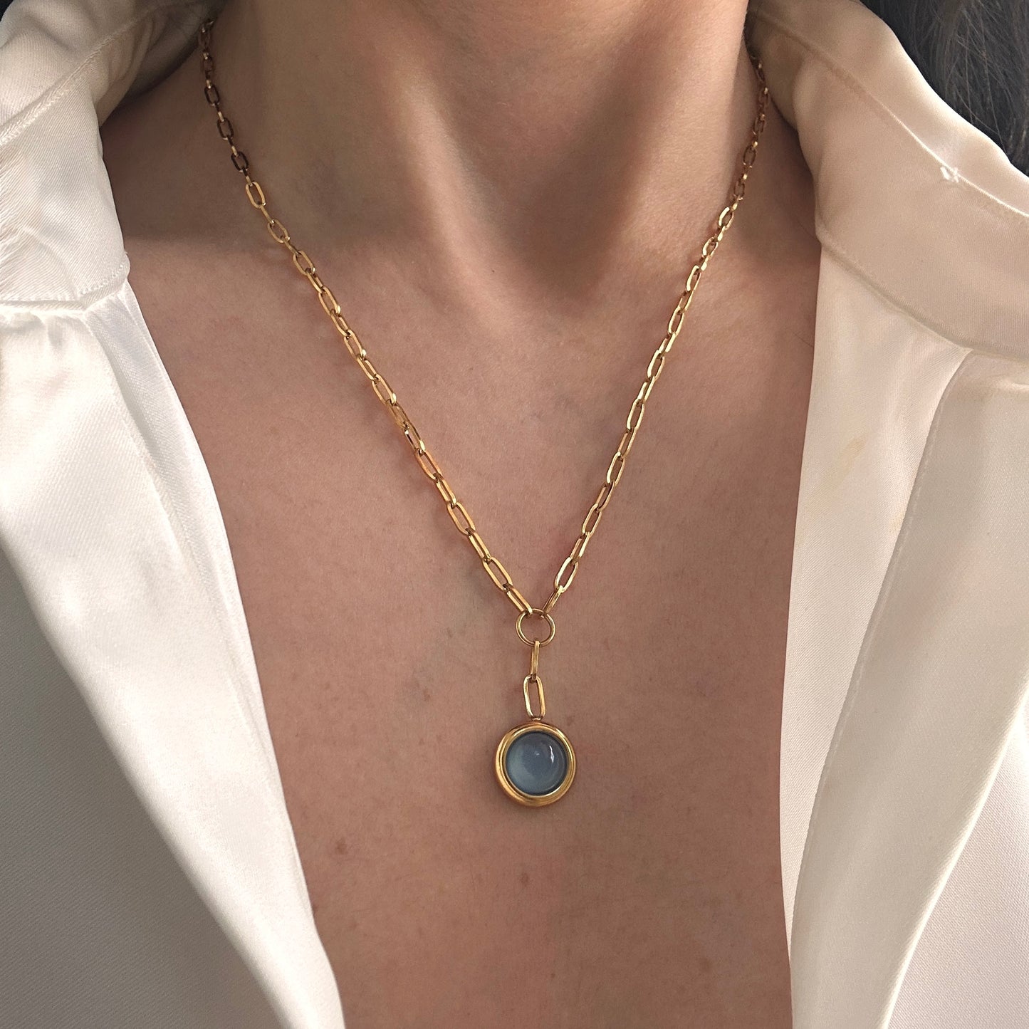 Blue Halo Pendant Necklace