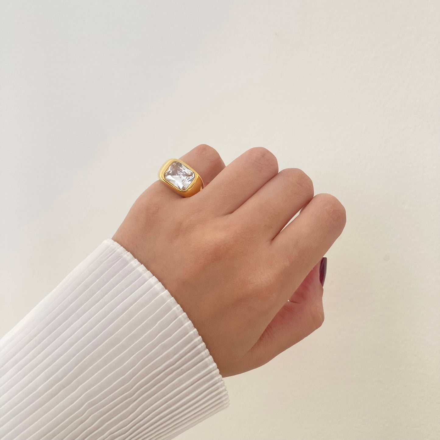Chunky White Zircon Ring