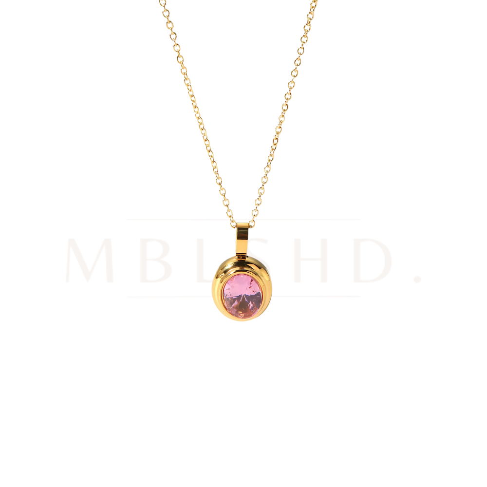 Pink Oval Necklace