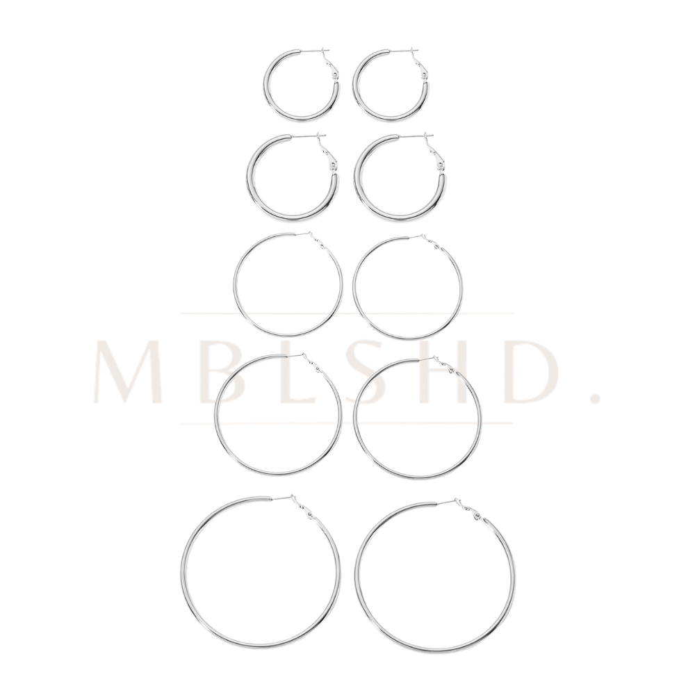 Slim hoop Earring -Silver-