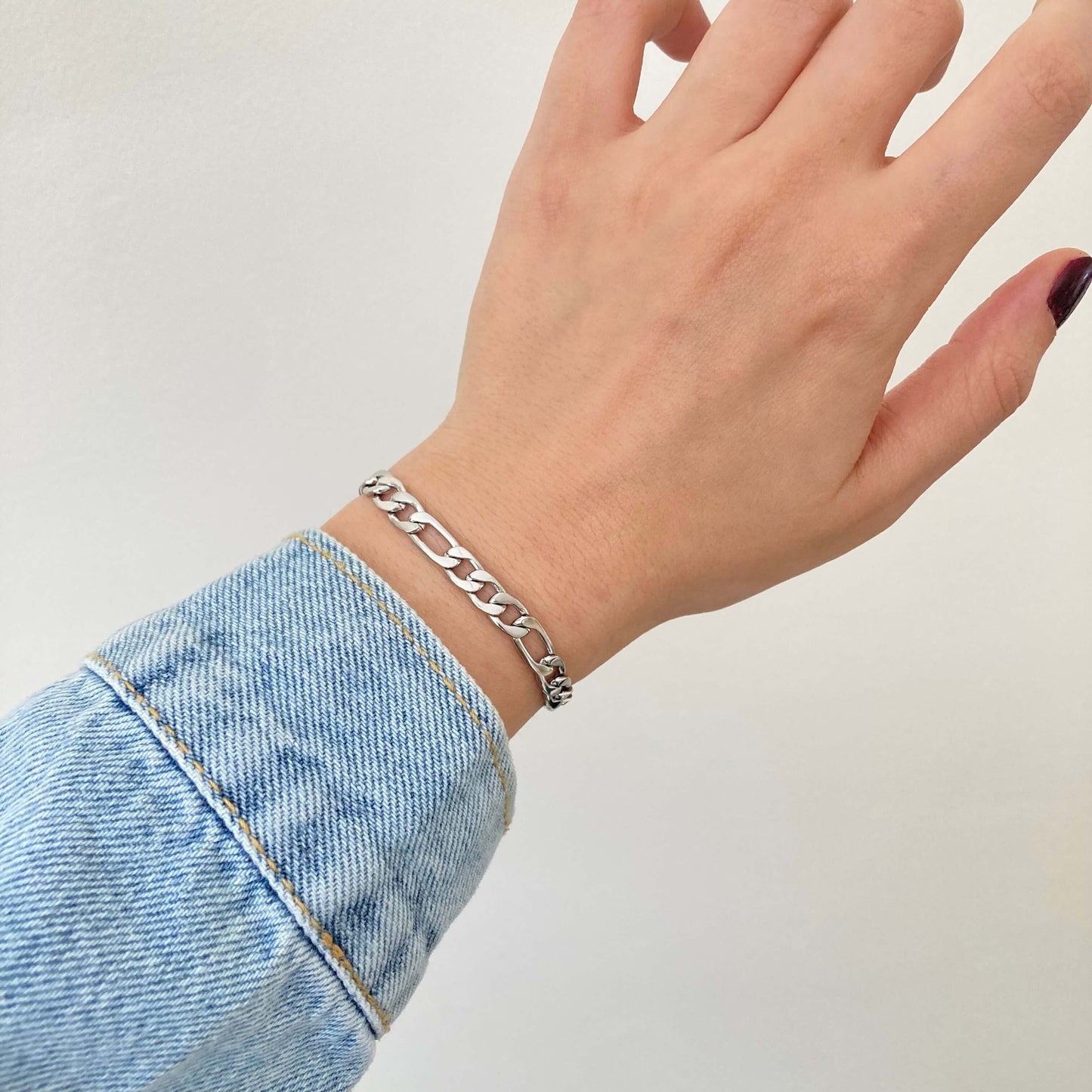 5mm Figaro Bracelet Silver