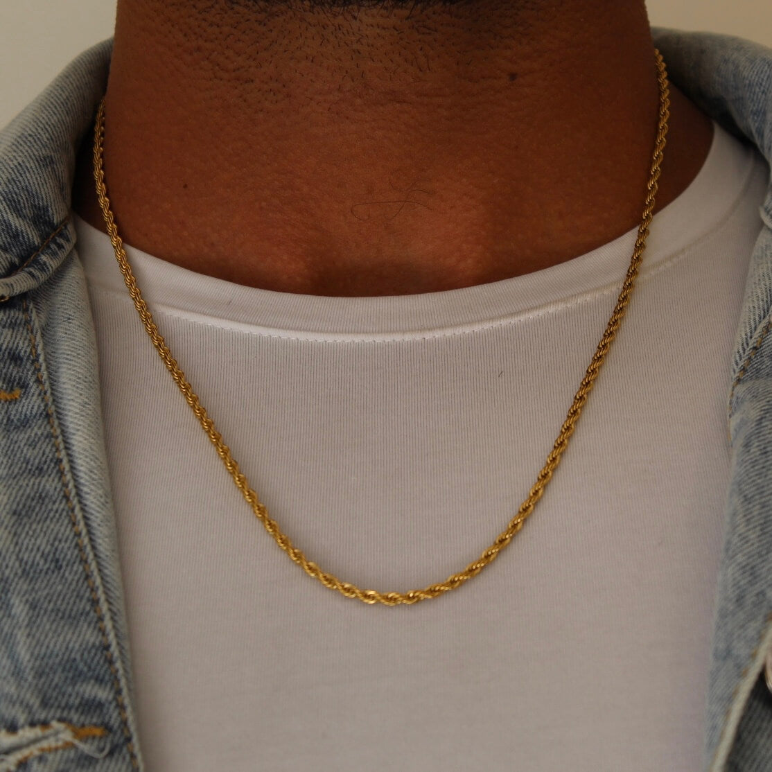 Thin Twist Gold Necklace - Men