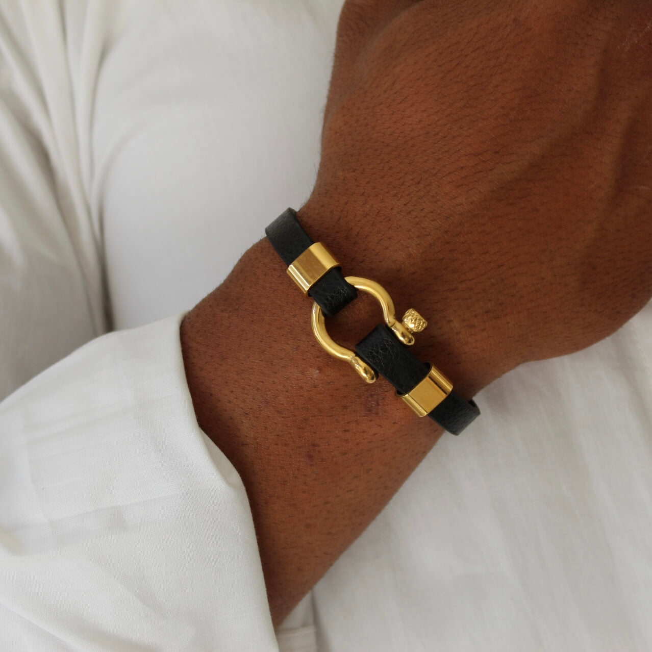 U Shaped Gold Bracelet- Men