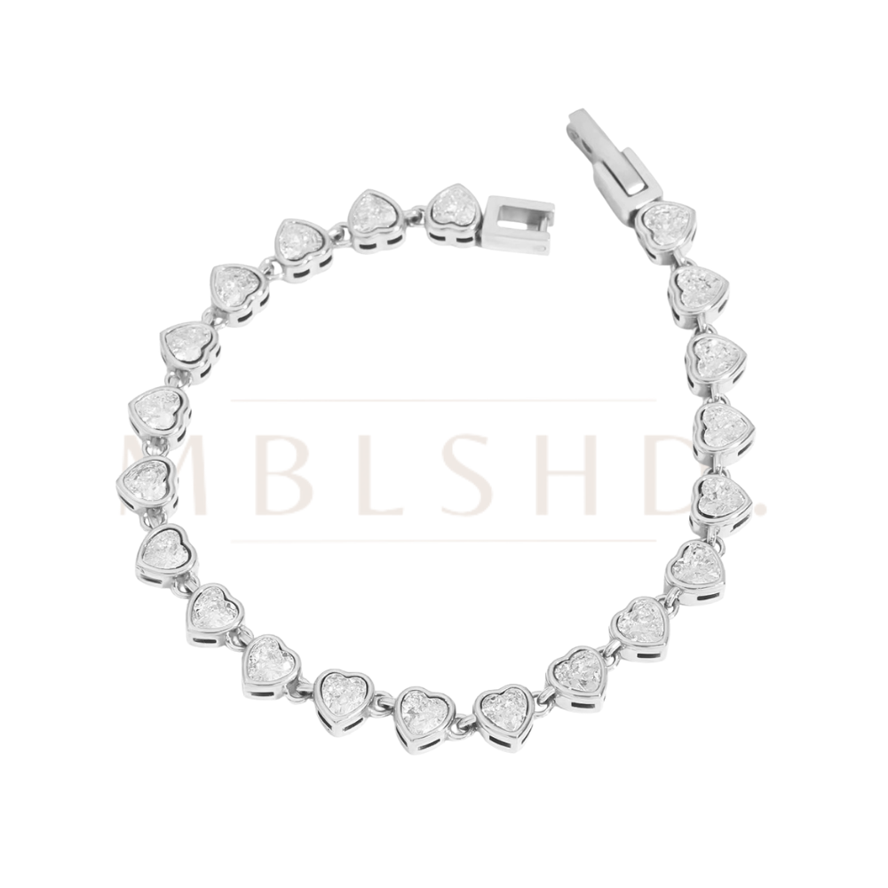 Silver Heart Tennis Bracelet