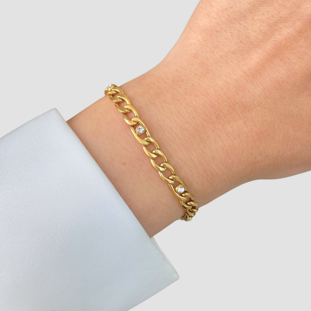 Zircon Figaro Chain Bracelet