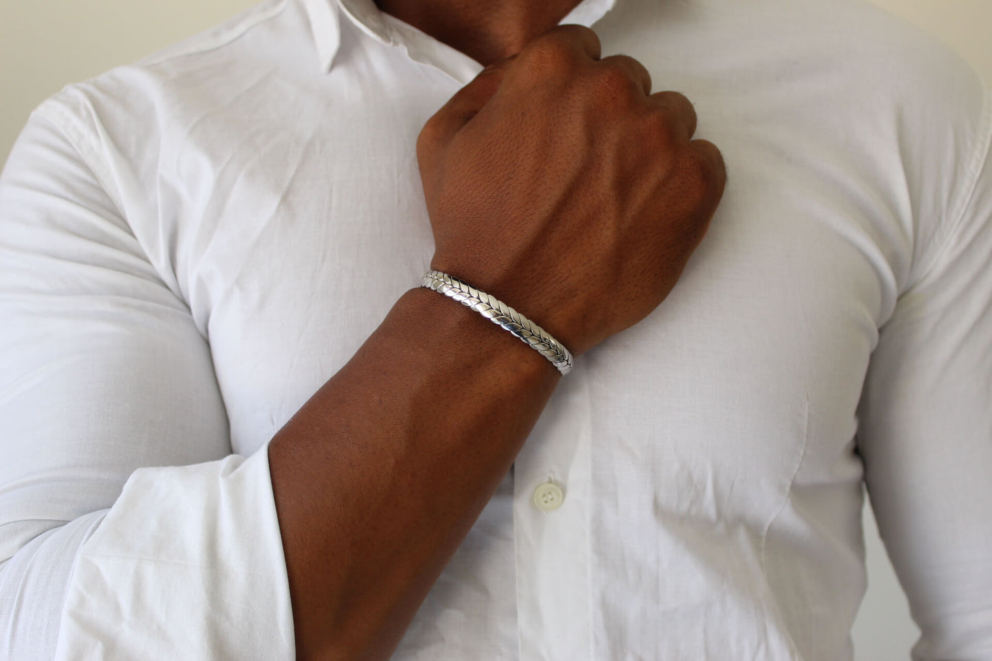 Leaves Silver Bracelet - Men