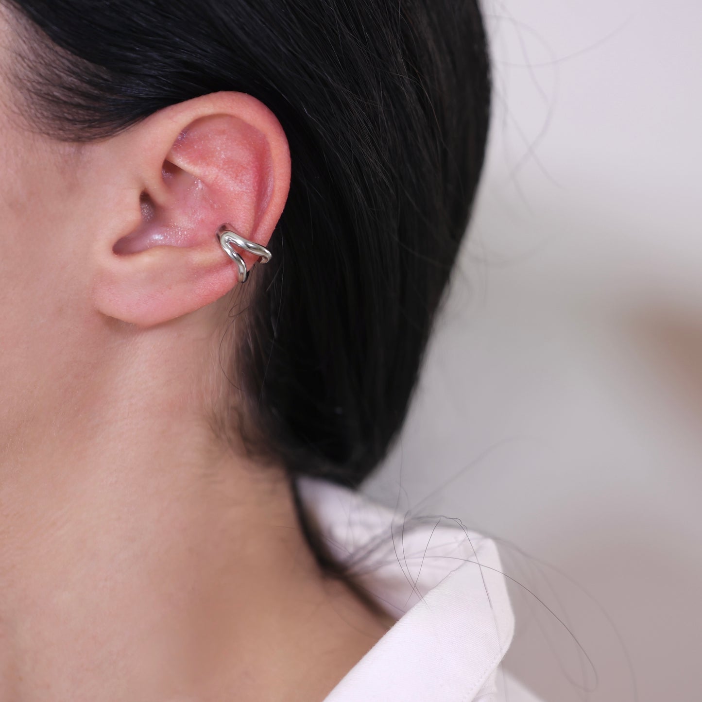 Double Layer Irregular Earcuff Silver
