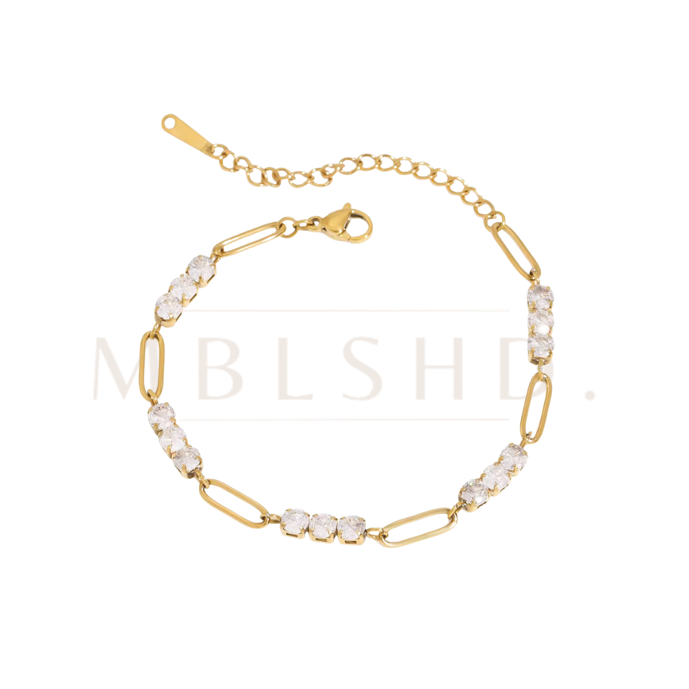 Gold Paperclip & Tennis Bracelet