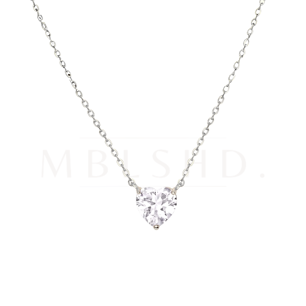 Heart Charm Necklace Silver