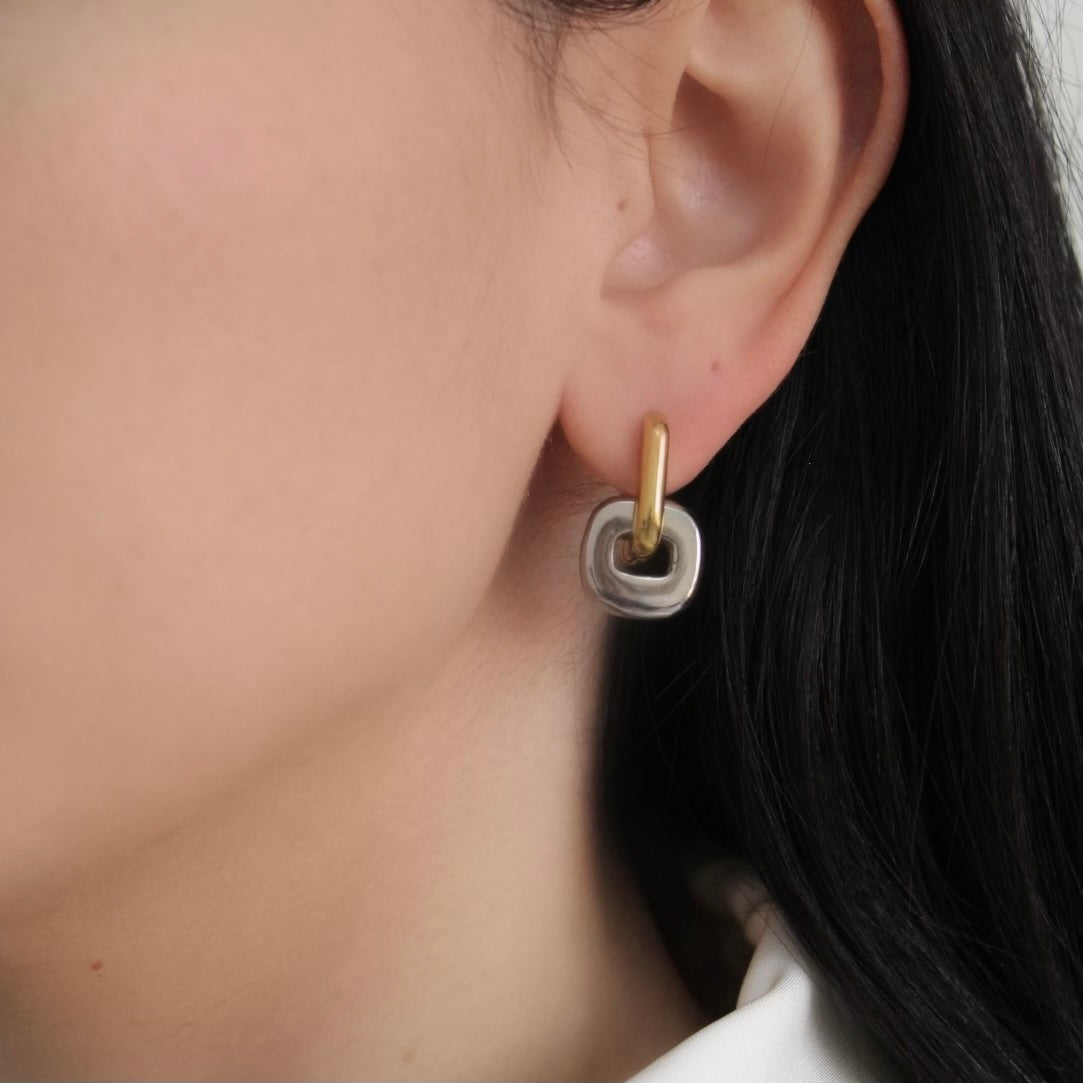 Two Tone Disc Earrings
