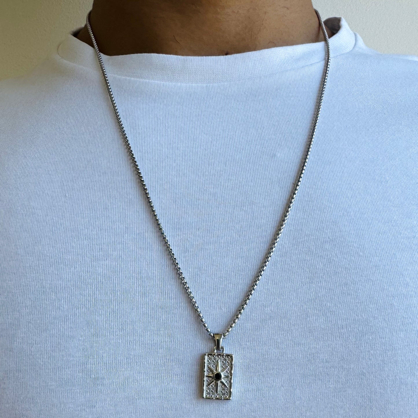 Silver Star Pendant Necklace - Men