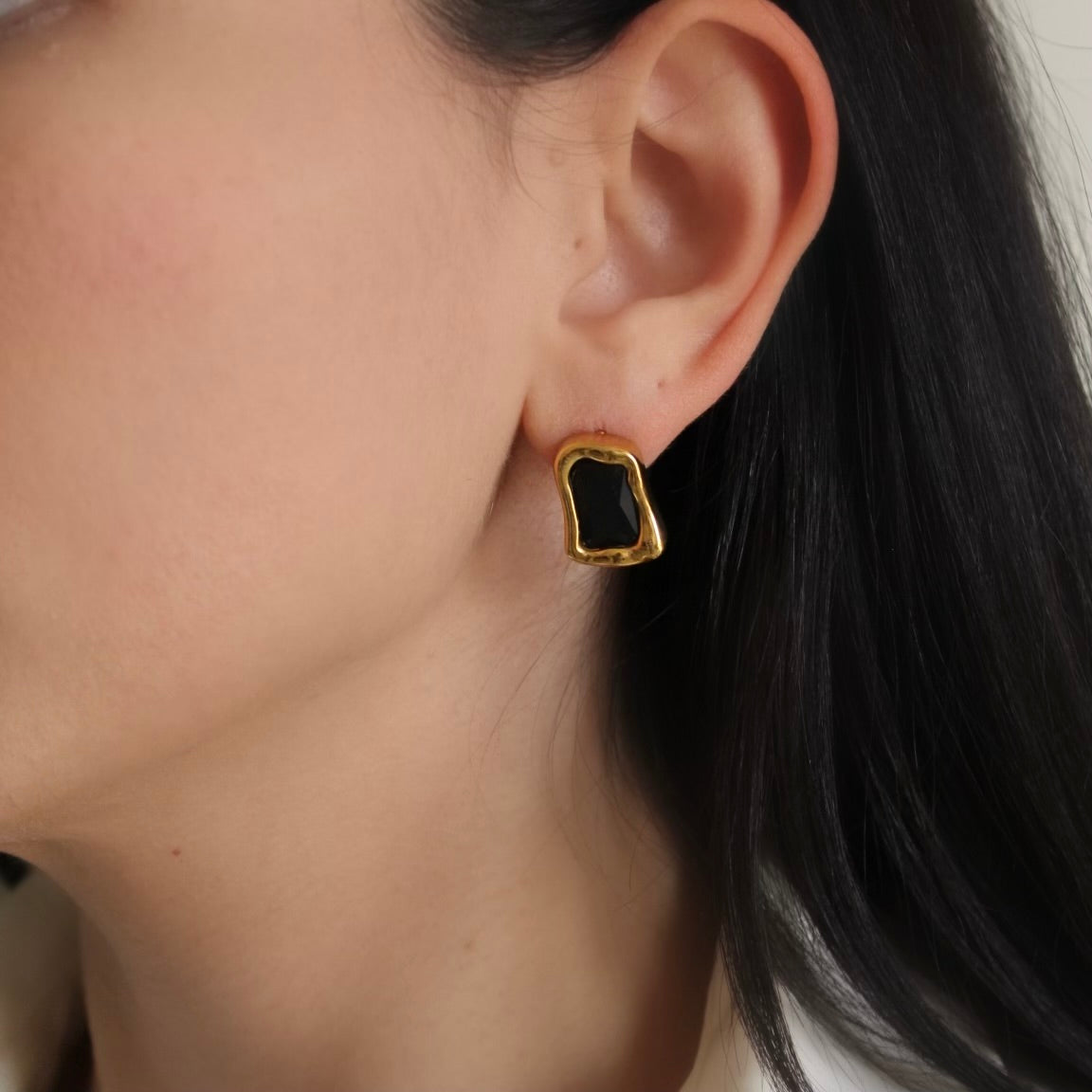 Black Statement Stud Earrings
