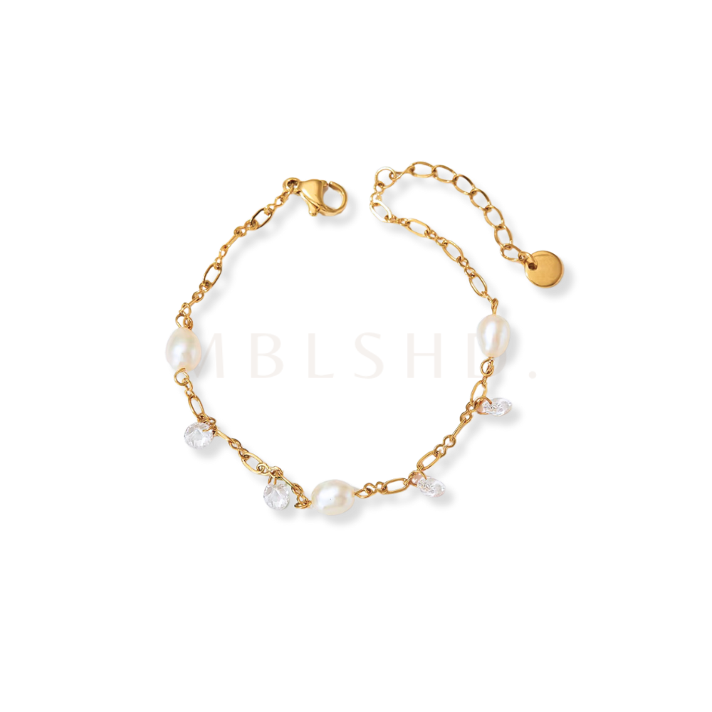 White Stones Pearl Anklet