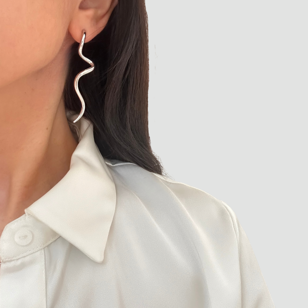 Spiral Drop Earrings Silver