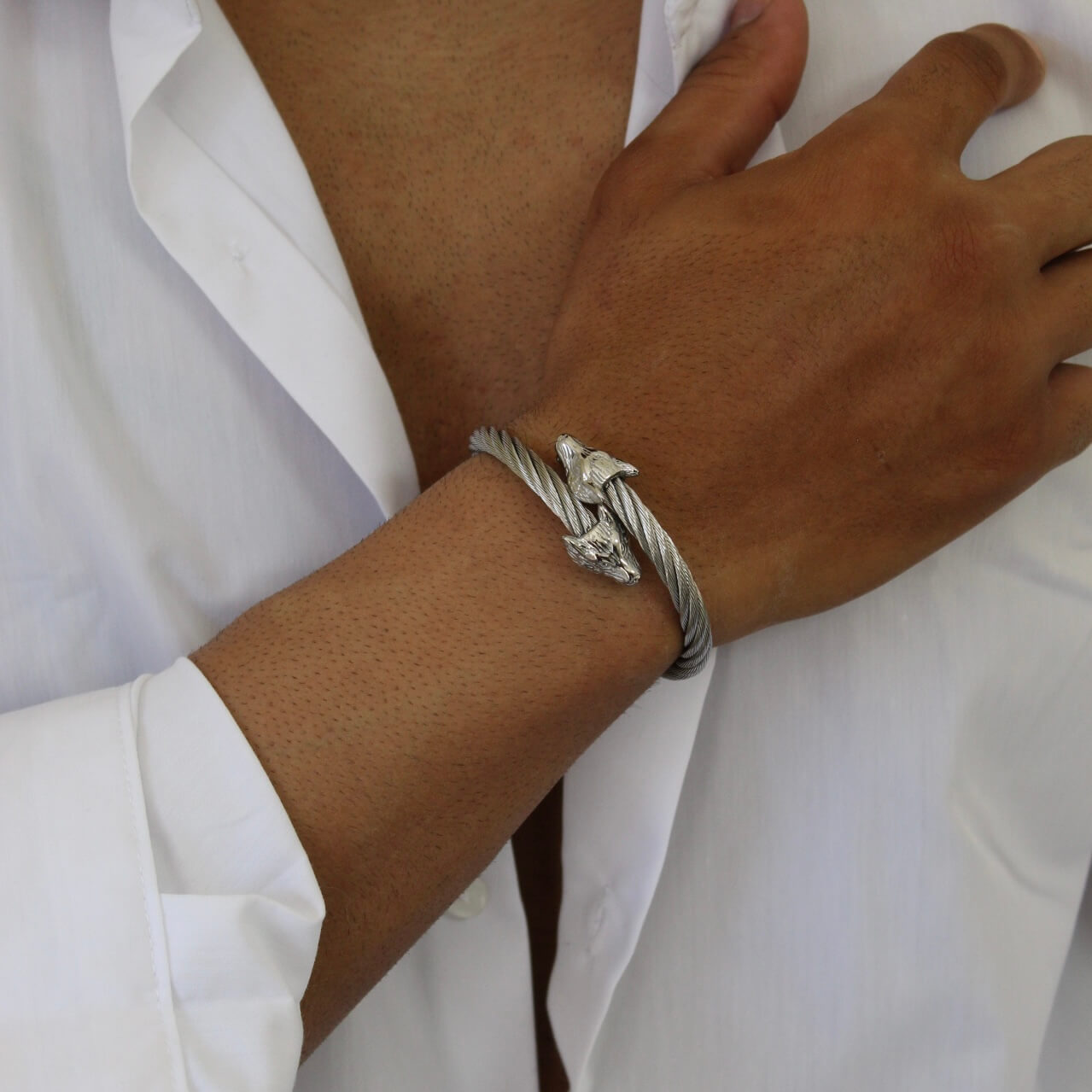 Silver Panther Bangle - Men