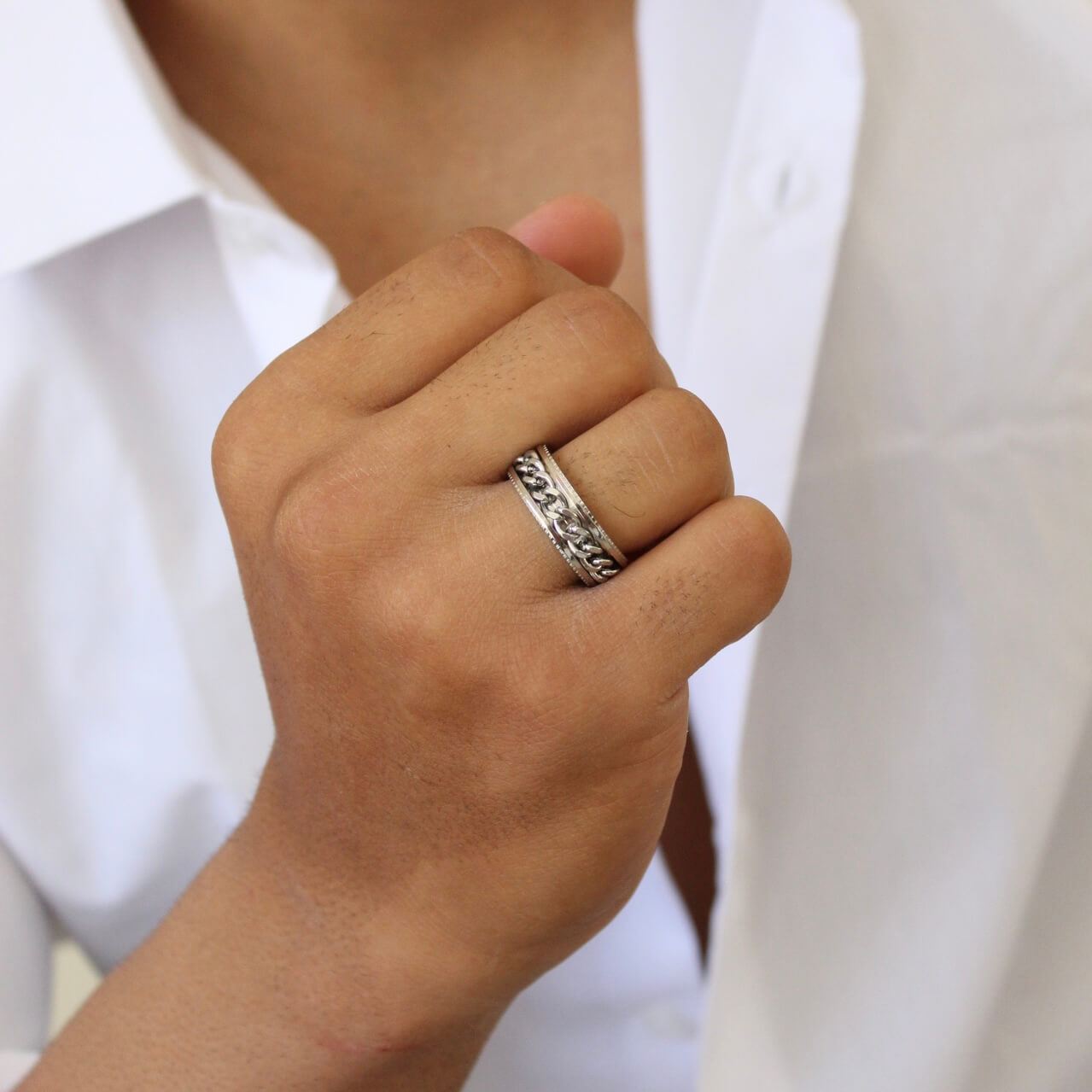 Chain Band Ring Silver- Men