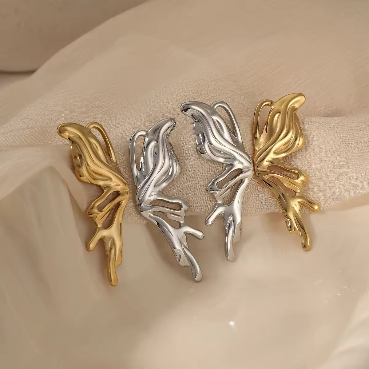 Butterfly Statement Earrings Silver