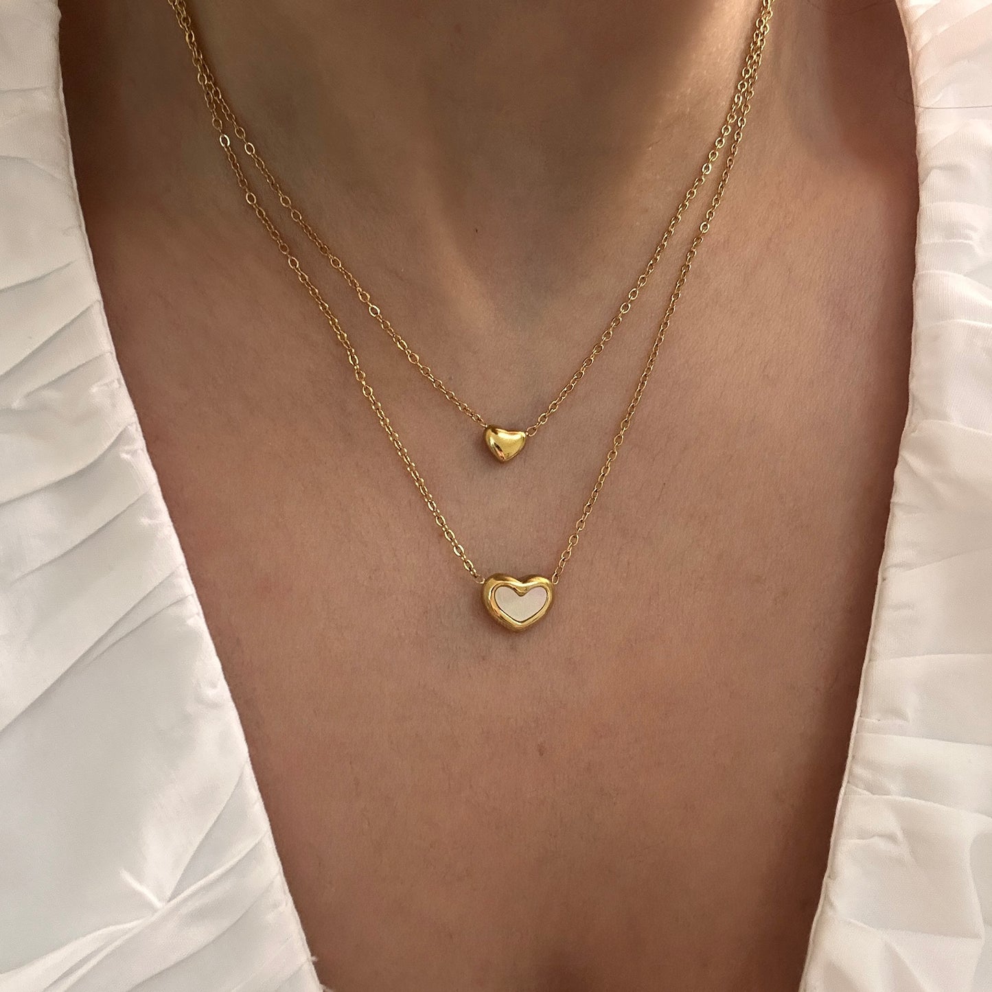 Double Heart Layered Necklace