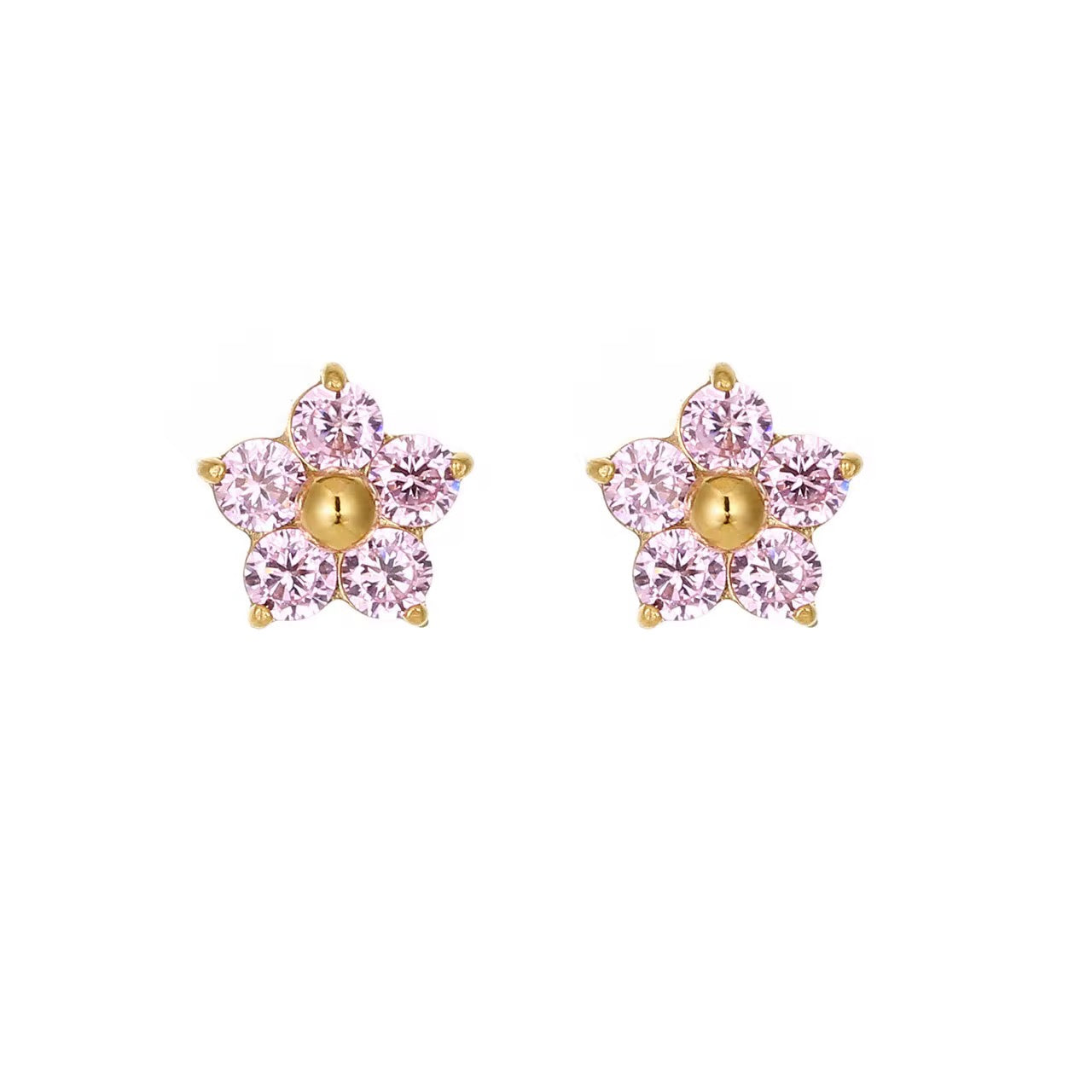Pink Flower Stud Earrings