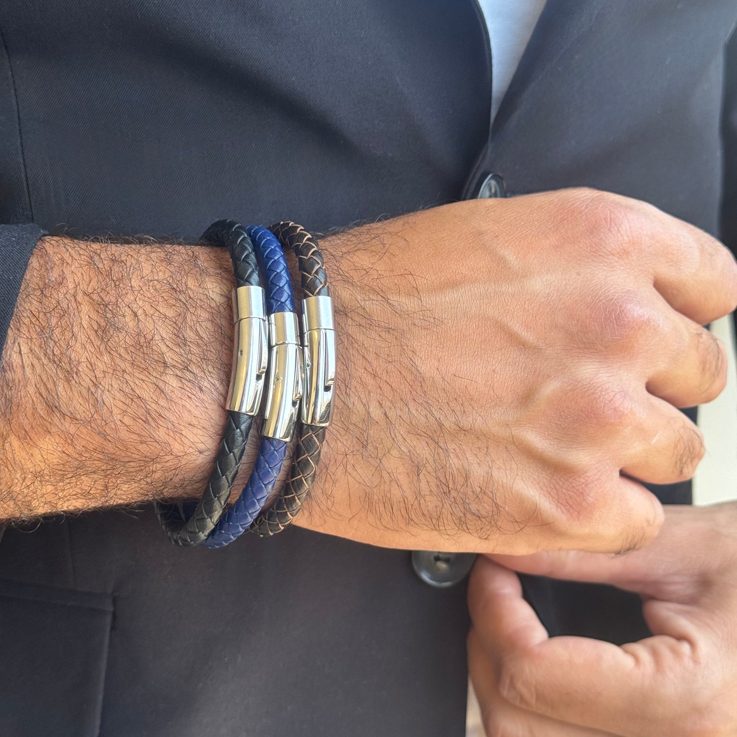 Silver Tube Bracelet - Men