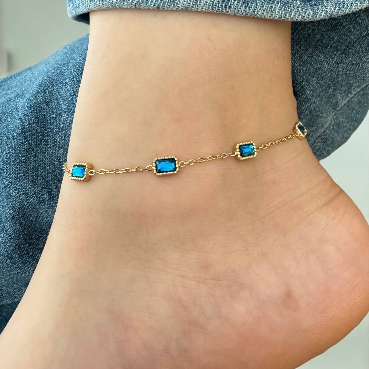 Blue & Gold Anklet