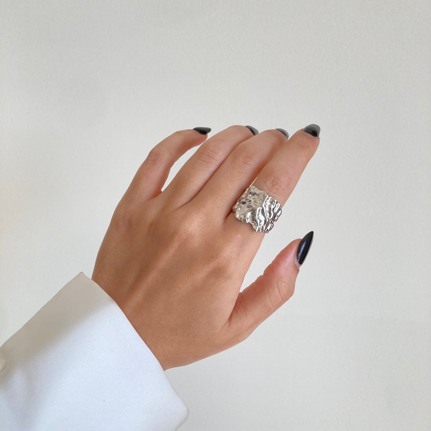 Hammered Open Silver Ring