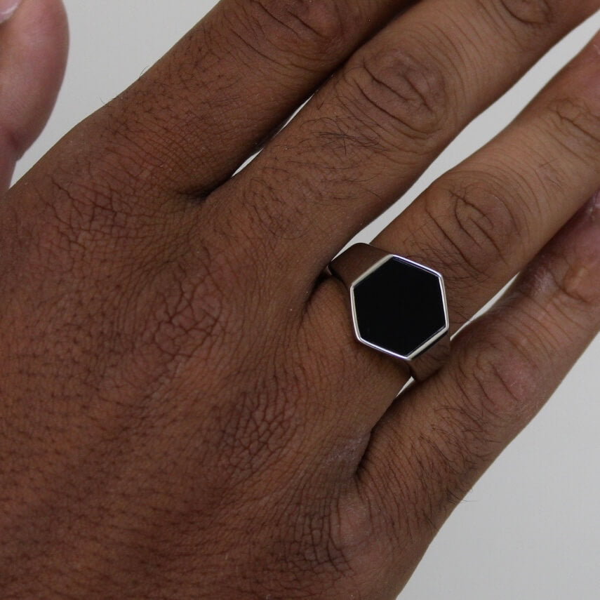 Hexagon Ring Silver - Men