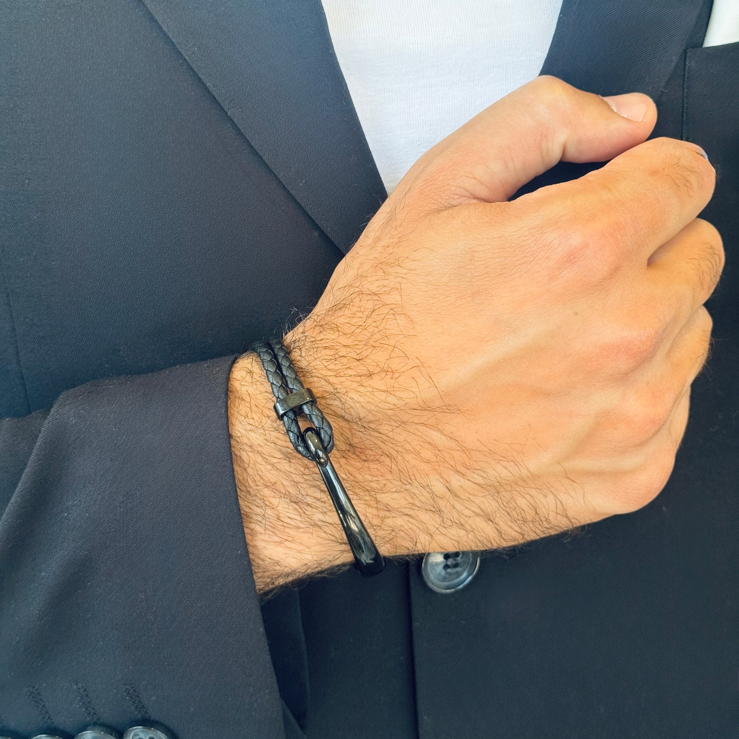 Black Fishhook Bracelet - Men