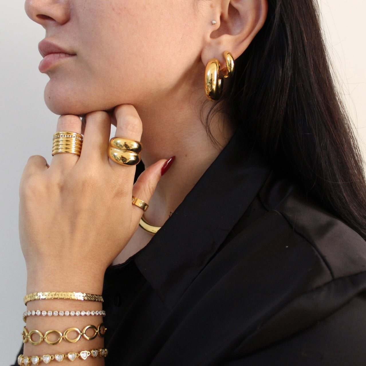 Bubbly Hoop Earrings -Gold-