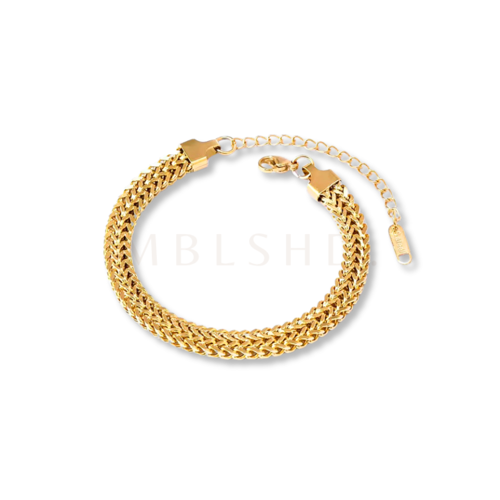 Wide Box Chain Bracelet Gold