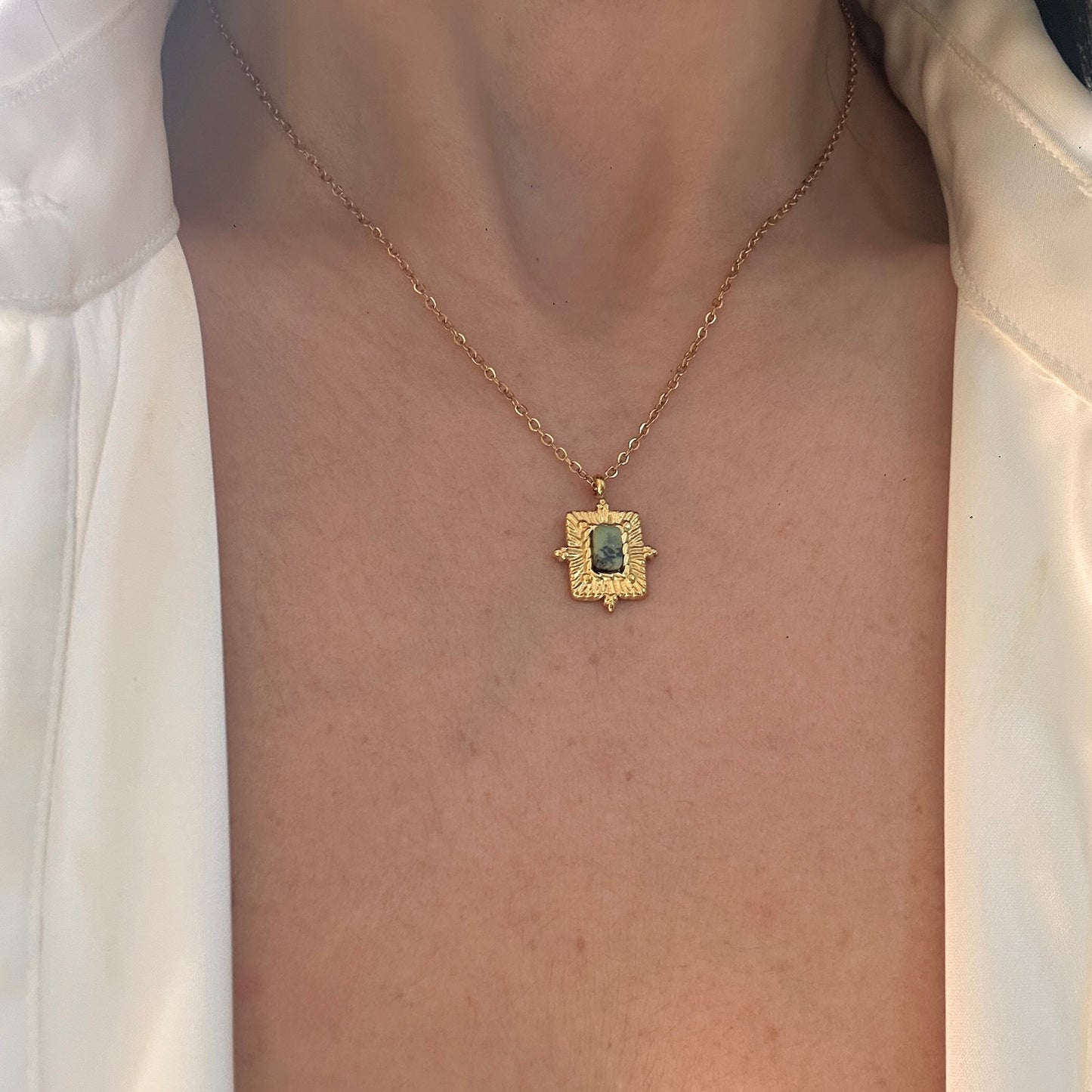 Green Rectangle Necklace