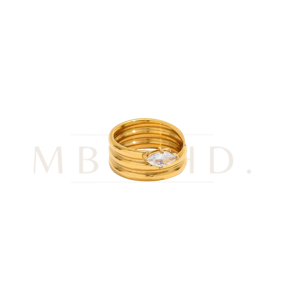 Triple Spiral Zircon Ring