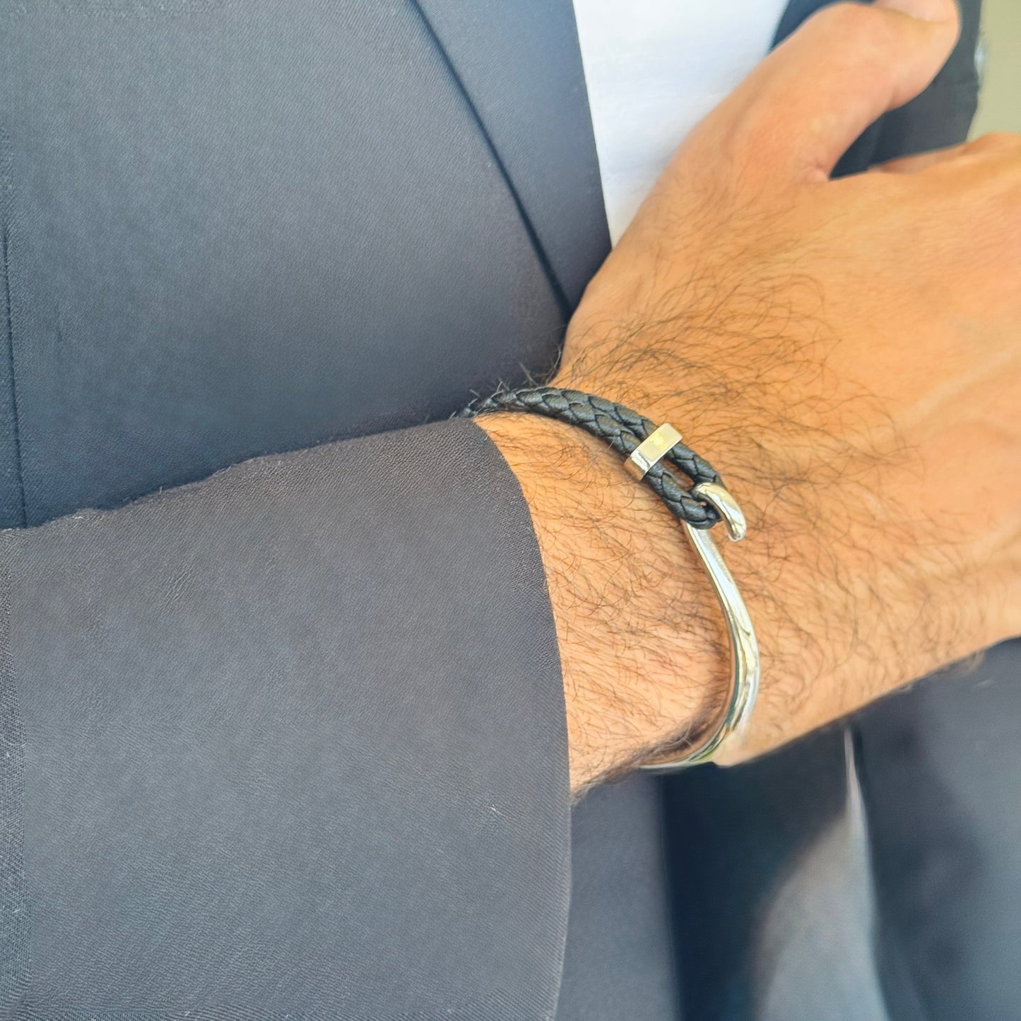 Silver Fishhook Bracelet - Men