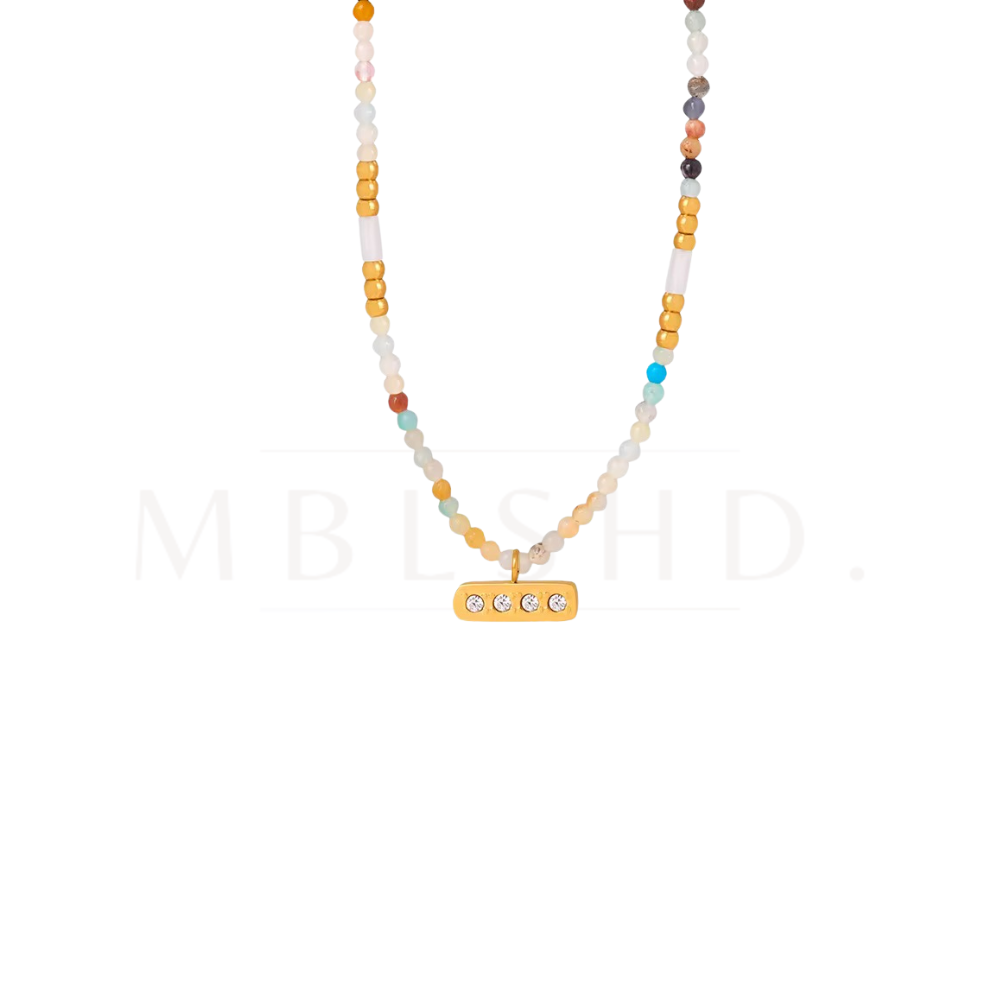 Natural Stones & 4 Zircon Pendant