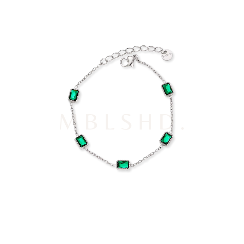 Green Stones Bracelet Silver