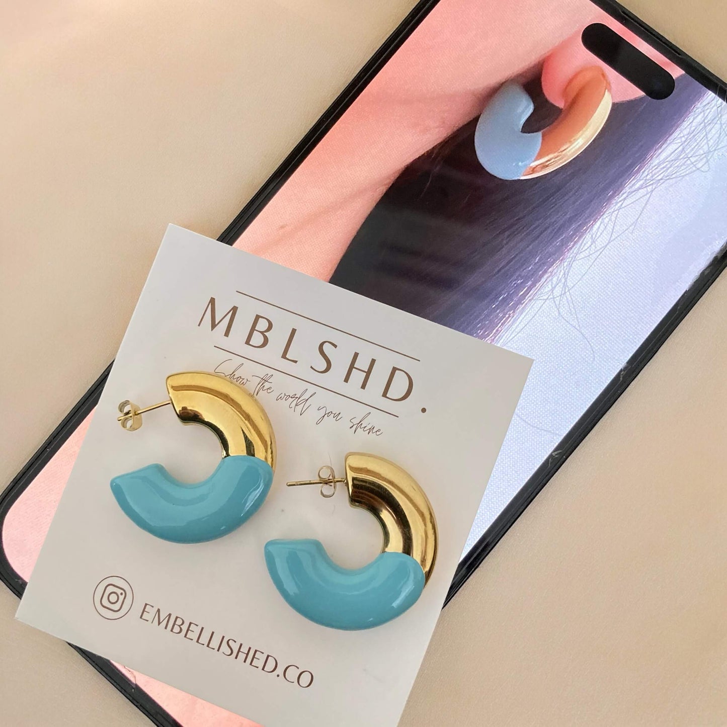 Enamel C Shaped Colored Earrings