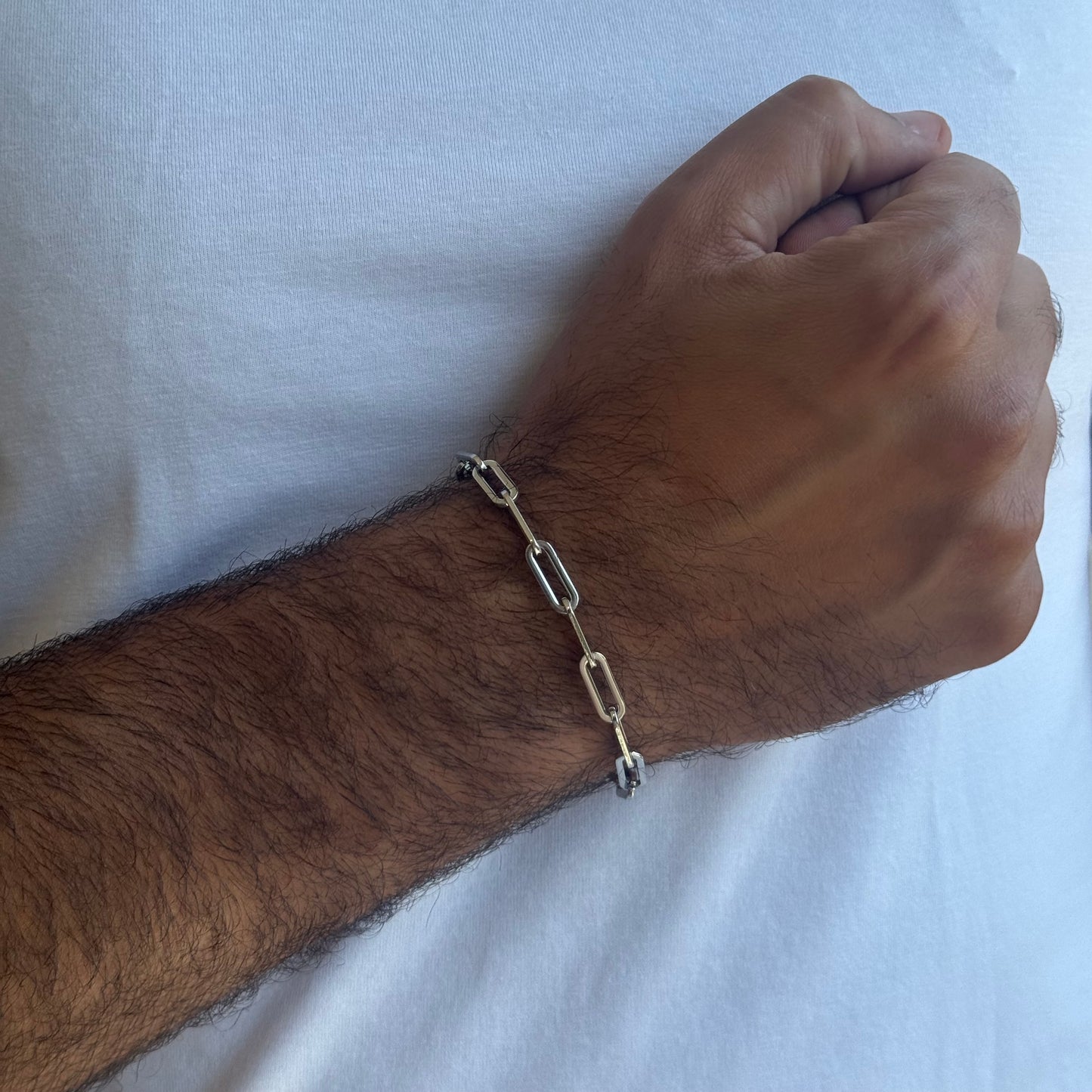 Silver Paperclip Bracelet - Men