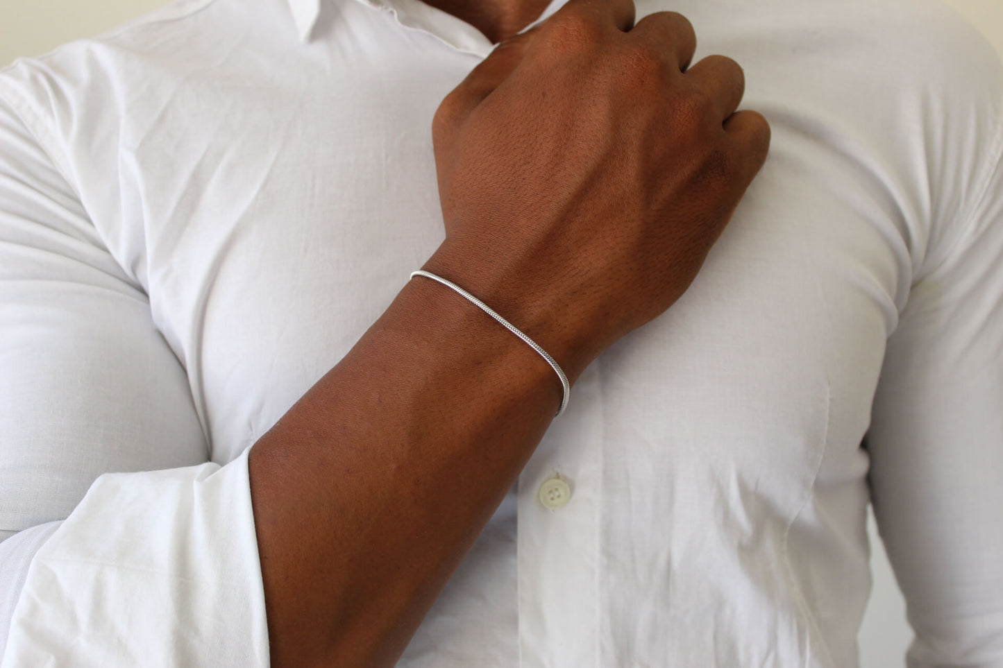 Minimalist Silver Bracelet - Men
