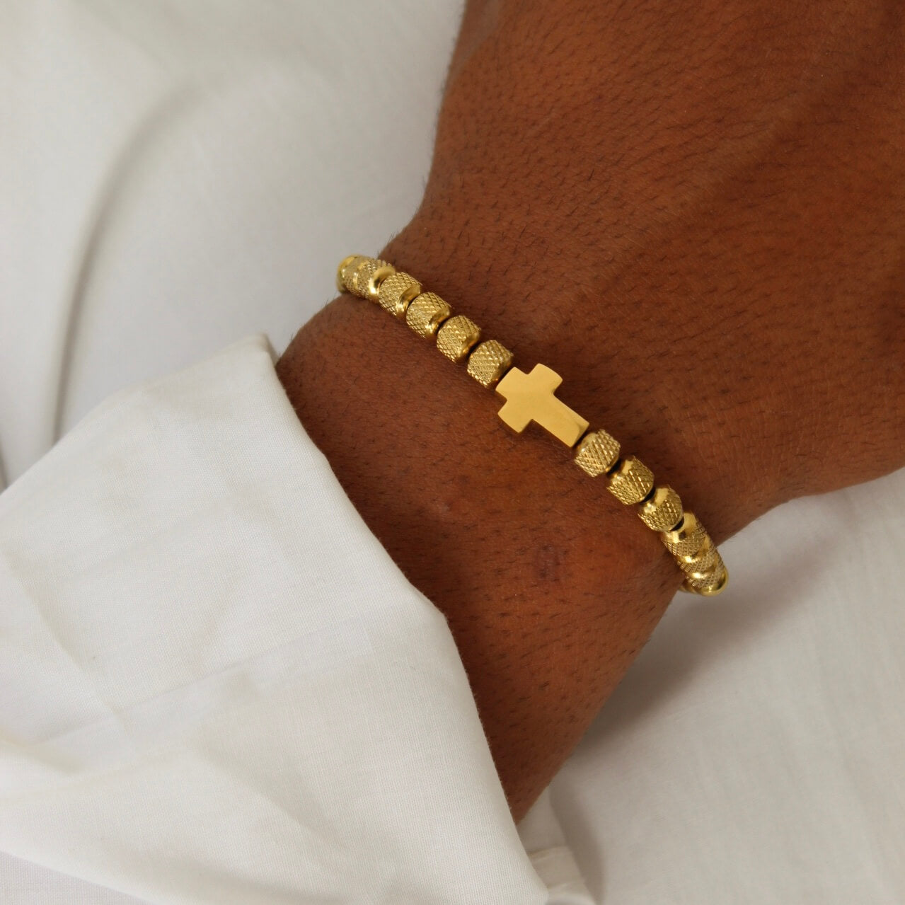 Cross Gold Adjustable Bracelet- Men