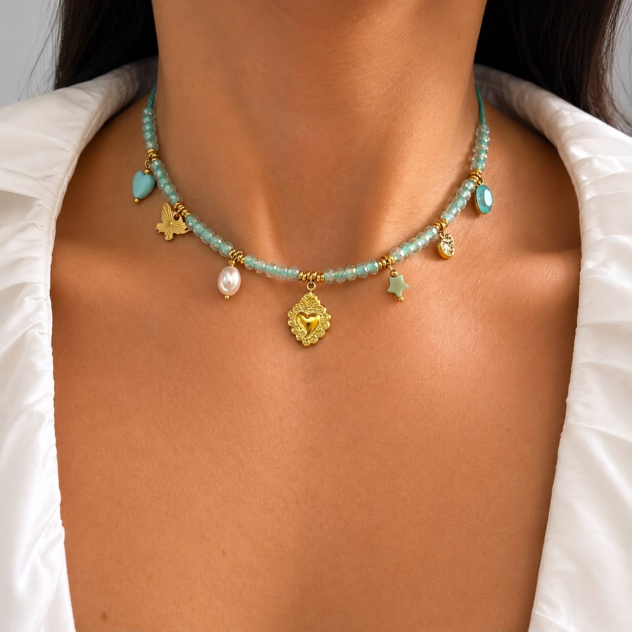 Aqua Charms Necklace