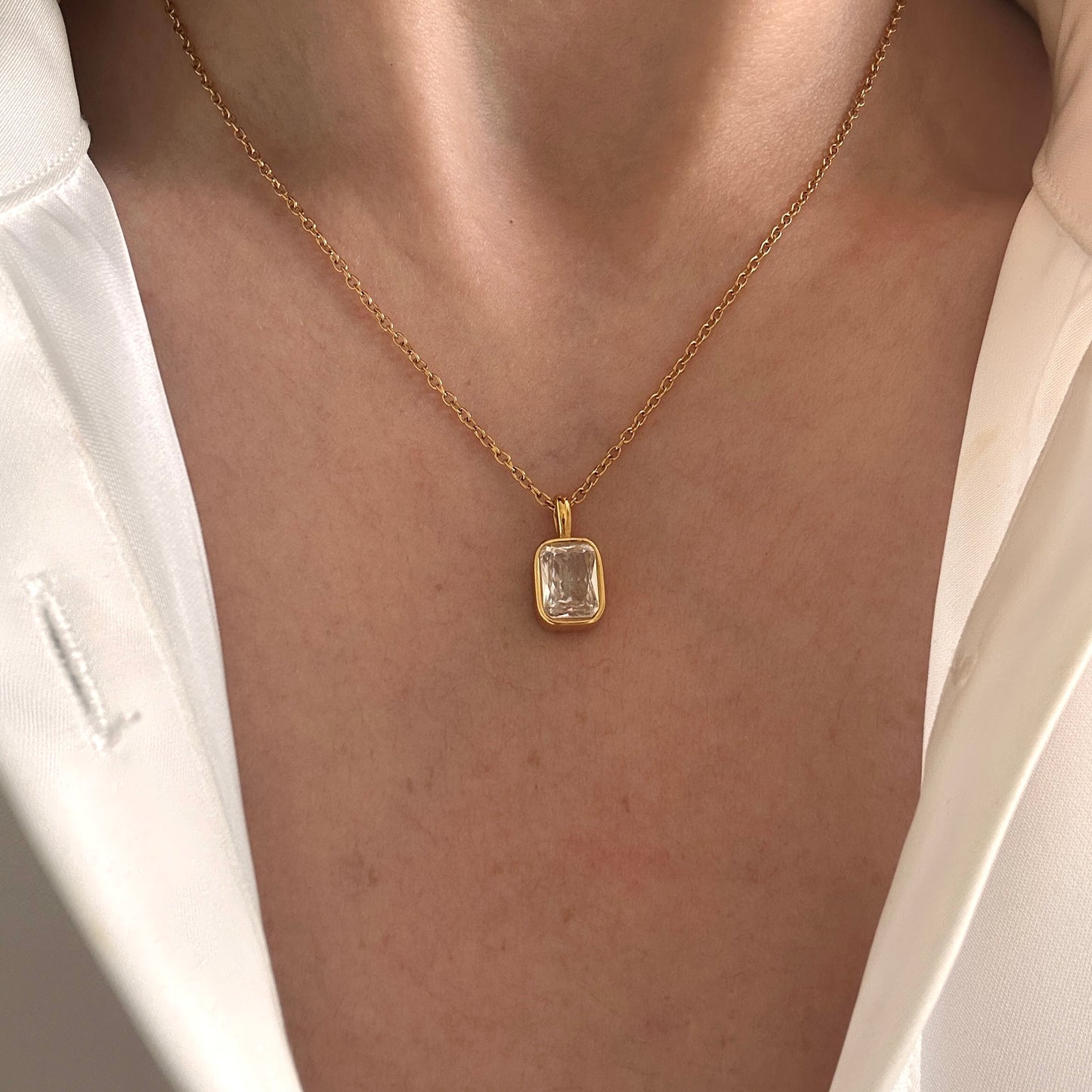 Radiant Rectangle Pendant Necklace