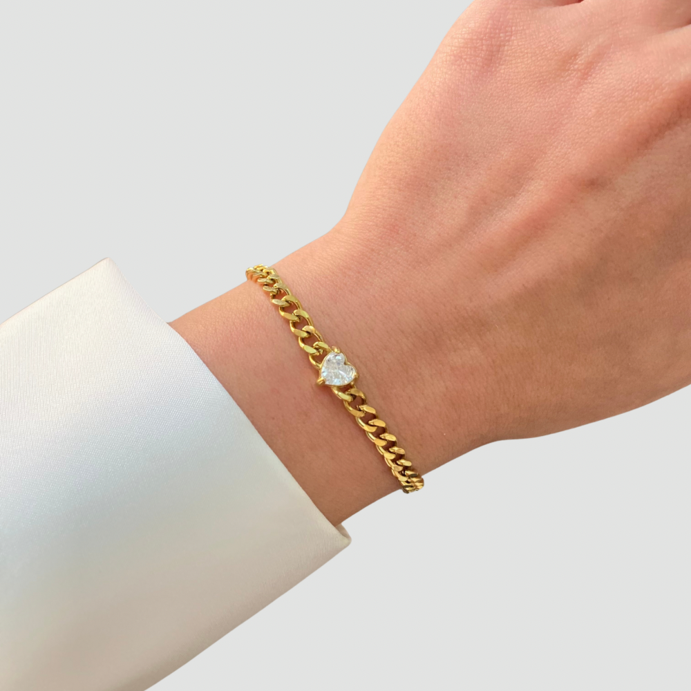 5mm White Heart Chain Bracelet