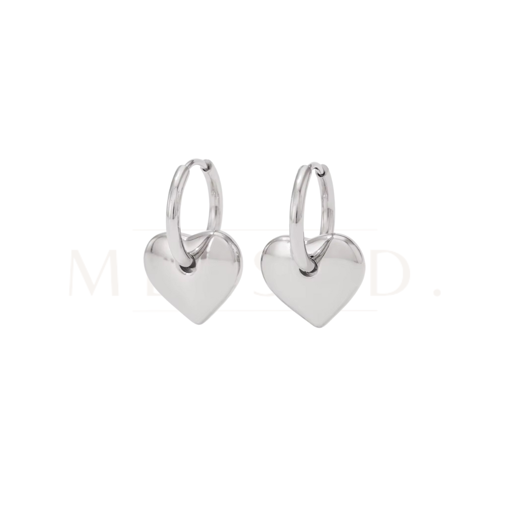Dainty Heart Earrings -Silver-